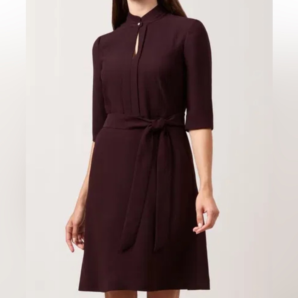 Hobbs London Lois Elegant Burgundy Dress (no belt)